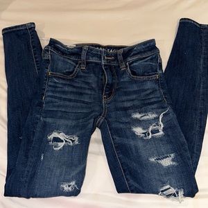 American Eagle dark wash ripped next level stretch skinny jeans